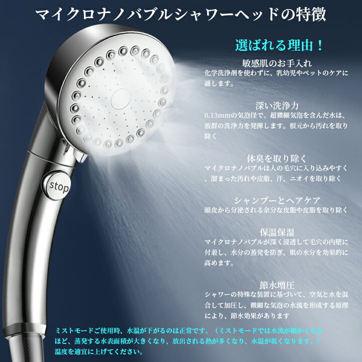 新品未使用】マイクロナノバブル シャワーヘッド 5段階調節 ヘアケア  