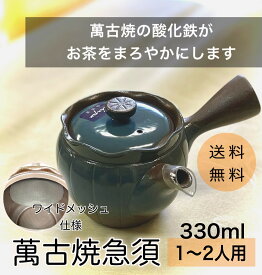 喜多製茶　万古焼　急須　330ml　1～2人用【お茶屋が選んだ急須】萬古焼　ワイドメッシュ急須　お手入れ簡単　軽量急須　一人暮らし急須