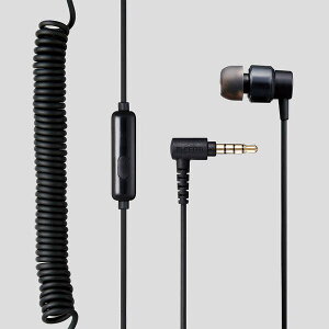 ELECOM(エレコム) イヤホン ヘッドホン モノラル 片耳 カナル型 通話 マイク ブラック イヤホンジャック カールコード オープンイヤーキャップ テレワーク オンライン学習 EHP-CCS100CMMBK