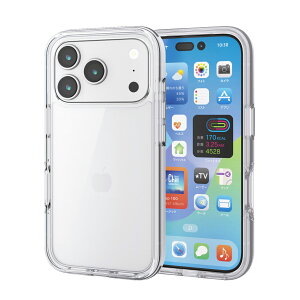 ELECOM�i�G���R���jiPhone 17 Pro �P�[�X �n�C�u���b�h �Ռ��z�� �y�� AirShock �N���A PM-A25CHVAIR2CR