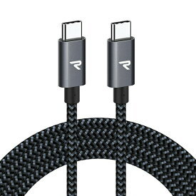 RAMPOW RAD08 2m Gray & Black Type-C to Type-C Cable PD 60W 3A 充電 Power Delivery 3.0 Quick Charge 3.0 USB2.0 480Mbps データ転送 スマホ スマートフォン タブレット パソコン ゲーム機 MacBook iPad Pro Nintendo Switch 送料無料