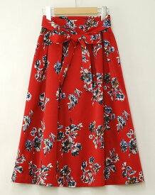 スカート ボトムス レディース ◆【メール便 送料無料12】【アウトレット：キャリー品】【DEALポイントバック】【SALE50】【61〜70】グログランフラワープリントミモレ丈タックスカート(後ろウエストゴム)【エコ包装】[sk][ オフィス カジュアル ママ ][hw]