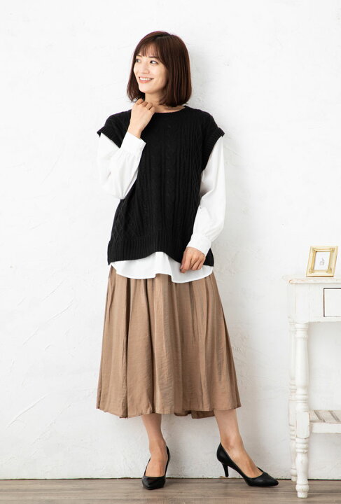 楽天市場】ニット レディース 重ね着風 秋冬 オフィス カジュアル  