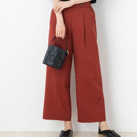 ワイド パンツ 涼しい レディース ボトムス 春 夏 秋 ◆【SALE30】 レーヨン 麻混 タブ 使い プルオン ストレート ワイドパンツ(後ろウエストゴム)【エコ包装】[pt]■メール便不可■][ オフィス カジュアル ママ 春 夏 秋 大きいサイズ 小さいサイズ 麻 リネン ][rc]