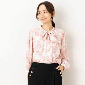 ブラウス レディース トップス 春 秋 ◆【SALE20】【メール便 送料無料12】【M】トワルドジュイ 花柄 リボン タイ 前後 2Way ウォッシャブル 長袖 ブラウス【エコ包装】[bl][ オフィス カジュアル ママ 夏 冬 ボウタイ お出かけ セレモニー ママコーデ 七五三 洗える ][il]