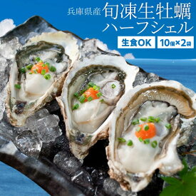 牡蠣 旬凍 生牡蠣 ハーフシェル 20個（10個×2袋） 生食可 送料無料 殻剥き不要 海鮮バーベキュー 牡蛎