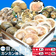 貝の海宝焼 牡蠣4個 さざえ2個 ホンビノス貝2個 ほたて片貝10個 冷凍便配送 冷凍貝セット（牡蠣ナイフ、…