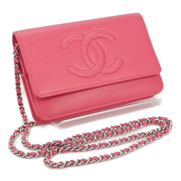 楽天市場 中古 Abランク Chanel シャネル チェーン ウォレット 財布 8654 キャビアスキン ピンク Iseya 札幌 すすきの 楽天市場店