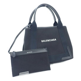 【SALE】【中古】【Aランク】BALENCIAGA バレンシアガ ネイビーカバ S 339933 2HH3N 1000 ハンドバッグ キャンバス レザー ブラック【ISEYA】