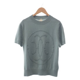 【中古】【Aランク】HERMES エルメス Hリフト 半袖ニット トップス Tシャツ 2H2663D1 カシミヤ100％ Bleu Lichen ブルーライケン サイズ40 レディース 【ISEYA】