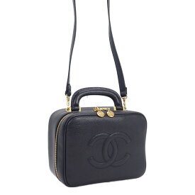 【中古】【ABランク】CHANEL シャネル 2WAY バニティバッグ ココマーク ショルダーバッグ ハンドバッグ A07060 キャビアスキン ゴールド金具 ブラック【ISEYA】