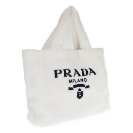 【中古】【SAランク】PRADA プラダ テリー トートバッグ 1BG130 テリー bianco ビアンコ ホワイト レディース トライアングルロゴ【ISEYA】