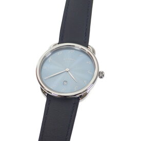 【中古】【Aランク】HERMES エルメス アルソーGM メンズ 腕時計 AR7Q.810 ステンレス レザーベルト 青 ブルー文字盤 クォーツ【ISEYA】