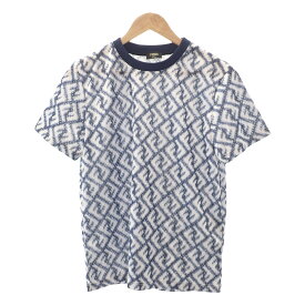 【中古】【Aランク】FENDI フェンディ テクニカルメッシュ Tシャツ 半袖 トップス FAF682AN66F1KRN ポリエステル ブルー マルチカラー Sサイズ メンズ【ISEYA】