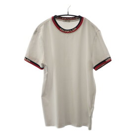 【中古】【ABランク】Moncler モンクレール MAGLIA モックネックTシャツ 半袖 トップス E10918000700 87296 コットン ホワイト Sサイズ【ISEYA】