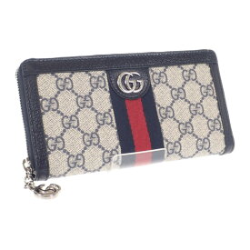 【中古】【Aランク】GUCCI グッチ オフィディア GGジップアラウンドウォレット 長財布 &#8206;523154 96IWN 4076 ベージュ シルバー金具 メンズ【ISEYA】