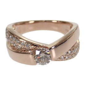 【中古】【Aランク】K18PG D デザインリング 指輪 クロス ピンクゴールド ダイヤモンド0.67/0.30ct サイズ59 ゲージ棒約18.5号 レディース ジュエリー【ISEYA】