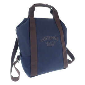 エルメス HERMES グルーム バックパック H800642EK リュック デイパック トワルシェブロン フー ネイビー系 メンズ レディース 通勤 美品 可愛い【中古】【Aランク】
