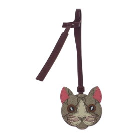 グッチ GUCCI キャットシェイプ ‎820787_FAEC9_9782 バッグチャーム ポリウレタン レザー ベージュ ボルドー レディース 猫【中古】【Aランク】