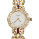 ショパール Chopard ラウンド 10/6353-21 腕時計 K18YG イエローゴールド ダイヤモンド ルビー クオーツ ホワイト文字盤 レディース 美品 上品 ギフト おしゃれ【中古】【Aランク】