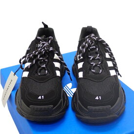 バレンシアガ BALENCIAGA アディダス adidas コラボ Triple S 712821 サイズ 27cm 保存箱付属 スニーカー レザー ブラック メンズ【中古】【Aランク】