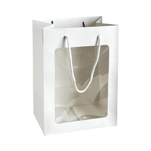 ギフト用 手提げ袋 窓付きペーパーバッグ ホワイト Sサイズ Mサイズ マチ広 ペーパーバッグ 紙袋 おしゃれ ギフト 手提げ ラッピング袋