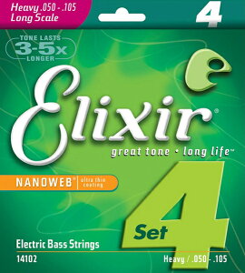 Elixir / 14102 4-String Medium Long Electric Bass Nickel Plated Steel with NANOWEB Coating GNT[ yKiz