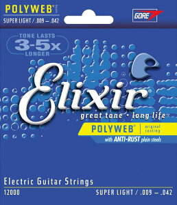 Elixir / 12000 Super Light Electric Nickel Plated Steel with POLYWEB Coating GNT[ yKiz