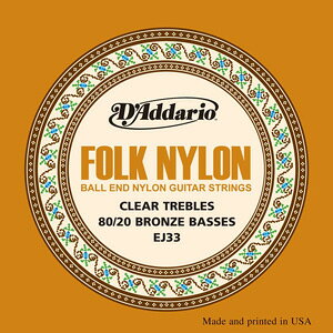 D'Addario / Folk Nylon EJ33 80/20 Bronze on Nylon Clear Trebles Ball End 28-45�y�a�J�X�z