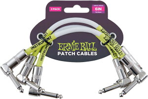 ERNiE BALL / 6051 6 inch Angle/Angle Patch Cable 3-PACK - White �p�b�`�P�[�u��