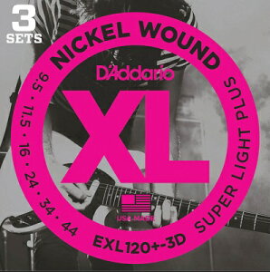 D'Addario / EXL120+-3D Electric Guitar Strings 3-Pack Super Light Plus 095-44 3�Z�b�g�p�b�N