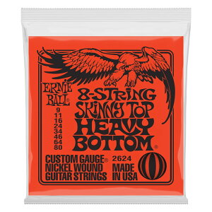 ERNiE BALL / #2624 8ST Skinny Top Heavy Bottom Slinky Nickel Wound 8-String Electric Guitar Strings 9-80 Gauge