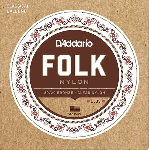 D'Addario / Folk Nylon EJ33 80/20 Bronze on Nylon Clear Trebles Ball End 28-45 �{�[���G���h�i�C������ �y�����X�z