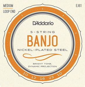 D�fAddario / Banjo Nickel EJ61 (J61) Medium 10-23 5-Strings �_�_���I �o���W���[��