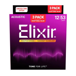 Elixir / 16569 / NANOWEB with ANTI-RUST Phosphor Bronze #16052 Light 12-53 Bonus3Set�A�R�M�� BP2025 �y�����X�z