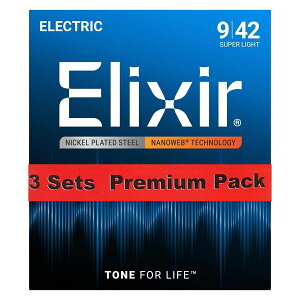 Elixir / NANOWEB with ANTI-RUST #12002 Super Light 09-42 3set �G���L�M�^�[�� �i�m�E�F�u �G���N�T�[ �y�����X�z