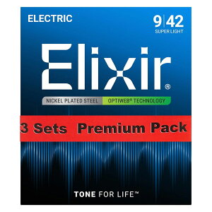 Elixir / 19002-3P Super Light ELECTRIC NICKEL PLATED STEEL WITH OPTIWEB COATING �G���N�T�[ �� �I�v�e�B�E�F�u �y�����X�z