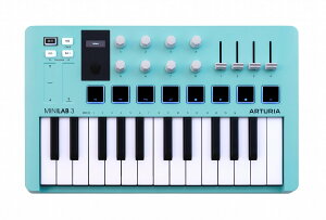 Arturia �A�[�g���A / MiniLab 3 Aquamarine (AQ) �A�N�A�}���� MIDI�L�[�{�[�h���p�b�h�E�R���g���[���[�y�䒃�m���{�X�z