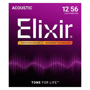 Elixir / 16077 Light-Medium Acoustic Phosphor Bronze with NANOWEB Coating �G���N�T�[ ���y���K�i�z�y���l�X�z