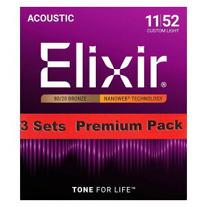 Elixir / 11027-3P Custom Light Acoustic 80/20 Bronze with NANOWEB Coating �G���N�T�[ �� �i�m�E�F�u �y�V�h�X�z