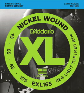 D'Addario / EXL165 Regular Light Top/Medium Bottom 45-105 Long Scale �x�[�X���y�a�J�X�z