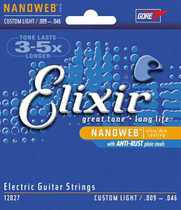Elixir / 12027 Custom Light Electric Nickel Plated Steel with NANOWEB Coating GNT[ yKiz