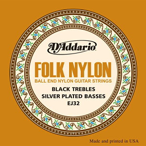 D'Addario / Folk Nylon EJ32 Silver on Nylon Black Trebles Ball End 28-45 �y�N���V�b�N�M�^�[���z�yClassic Guitar Strings�z�y�K�b�g�M�^�[���z�yGut�z�y�i�C�������z�yNylon�z�y�Z�b�g���z�y�_�_���I�z�yDAddario�z�yE