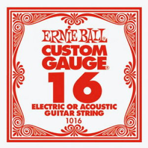 ERNiE BALL / Electric or Acoustic Steel Plain 1016 .016 バラ弦 【エレキギター弦】【Electric Guitar Strings】【アコースティックギター弦(アコギ弦)】【Acoustic Guitar Strings】【フォークギター弦】【アーニーボ