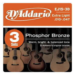 D'Addario / Phosphor Bronze EJ15-3D Extra Light 10-47 (3set pack) yAR[XeBbNM^[(ARM)zyAcoustic Guitar StringszytH[NM^[zyZbgzy__IzyDaddariozytHXt@[u
