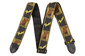 《WEBSHOPクリアランスセール》Fender / Monogram Strap Black/Yellow/Brown フェンダー ストラップ モノグラム【PNG】