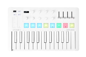 Arturia �A�[�g���A / MiniLab 3 Alpine White MIDI�L�[�{�[�h���p�b�h�E�R���g���[���[�yPNG�z