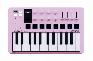 Arturia �A�[�g���A / MiniLab 3 Rose Quartz (RQ) ���[�Y�E�N�I�[�c MIDI�L�[�{�[�h���p�b�h�E�R���g���[���[�yPNG�z