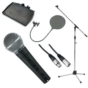 SHURE �V���A / SM58SE [����3�_�Z�b�g + �y���b�N(���ʑ䃉�b�N) �Z�b�g] �X�C�b�`�t �_�C�i�~�b�N�}�C�N�yPNG�z
