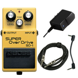 【あす楽対象商品】BOSS / SD-1 Super Over Drive AC安心スタートセット -純正ACアダプターPSA100S2、ギター用ケーブル、パッチケーブル-【YRK】